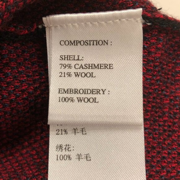 Shanghai Tang Gingko Cashmere + Wool Knit Dress in Black, Red, Blue Size EU M - Picture 11 of 14